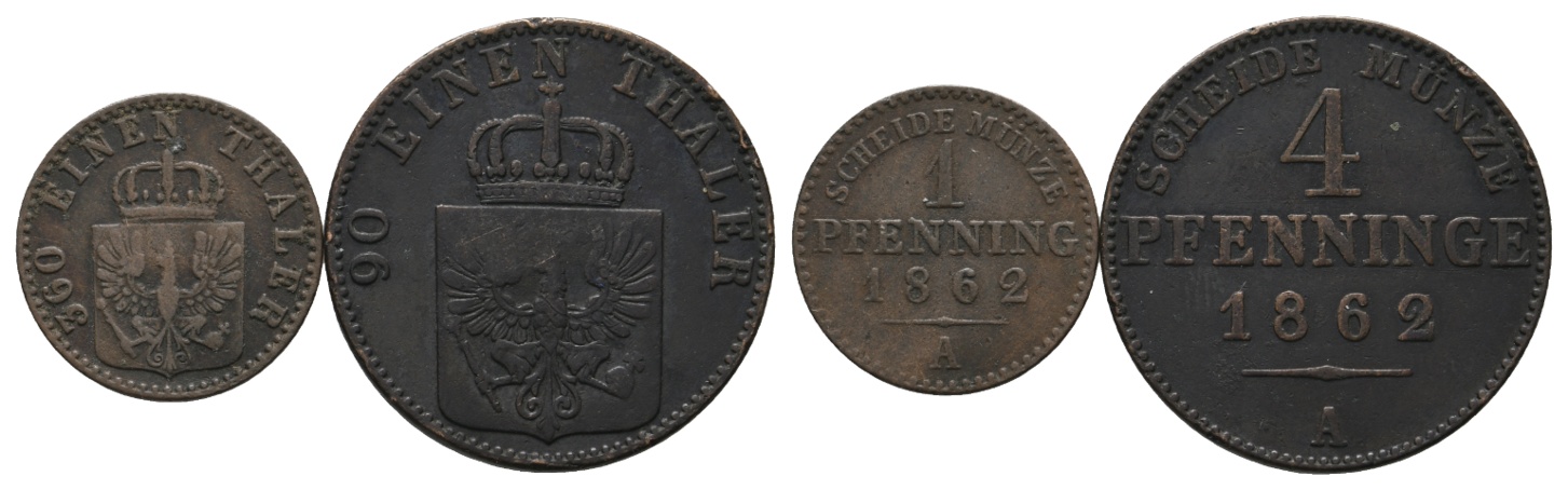  Altdeutschland; 2 Kleinmünzen 1862   