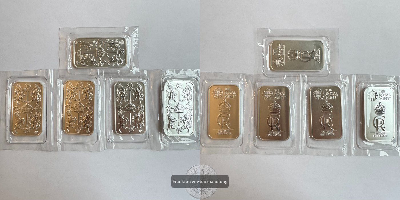  UK / 5x 1oz Silberbarren The Royal Mint 0.999er FM-Frankfurt Feinsilber: 155,5g   