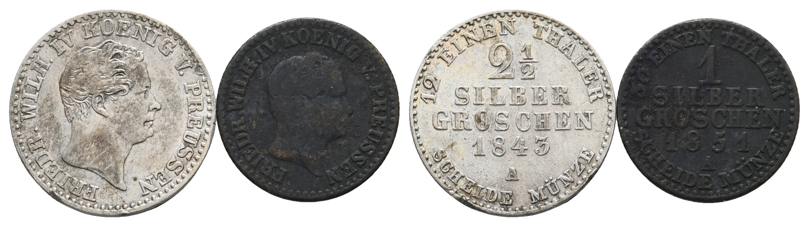  Altdeutschland; 2 Kleinmünzen (1843/1851)   