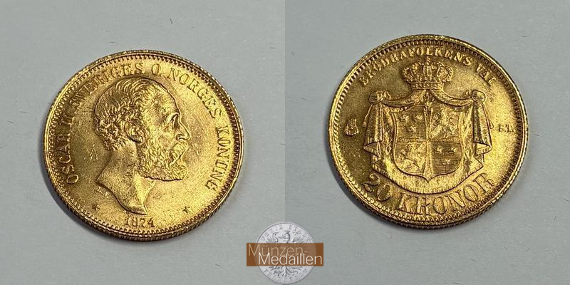  Schweden 20 Kronor 1874 MM-Frankfurt Feingold: 8,06g   