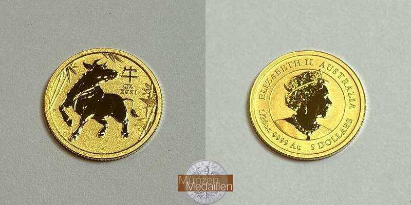 Australien MM-Frankfurt Feingold: 1,5g 5 Dollar Ochse 2021 