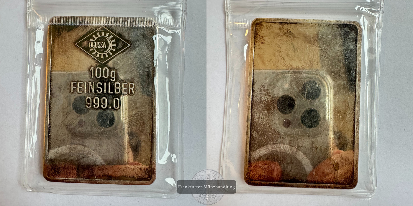  Österreich / Ögussa Silberbarren 100g FM-Frankfurt Feinsilber: 100g   