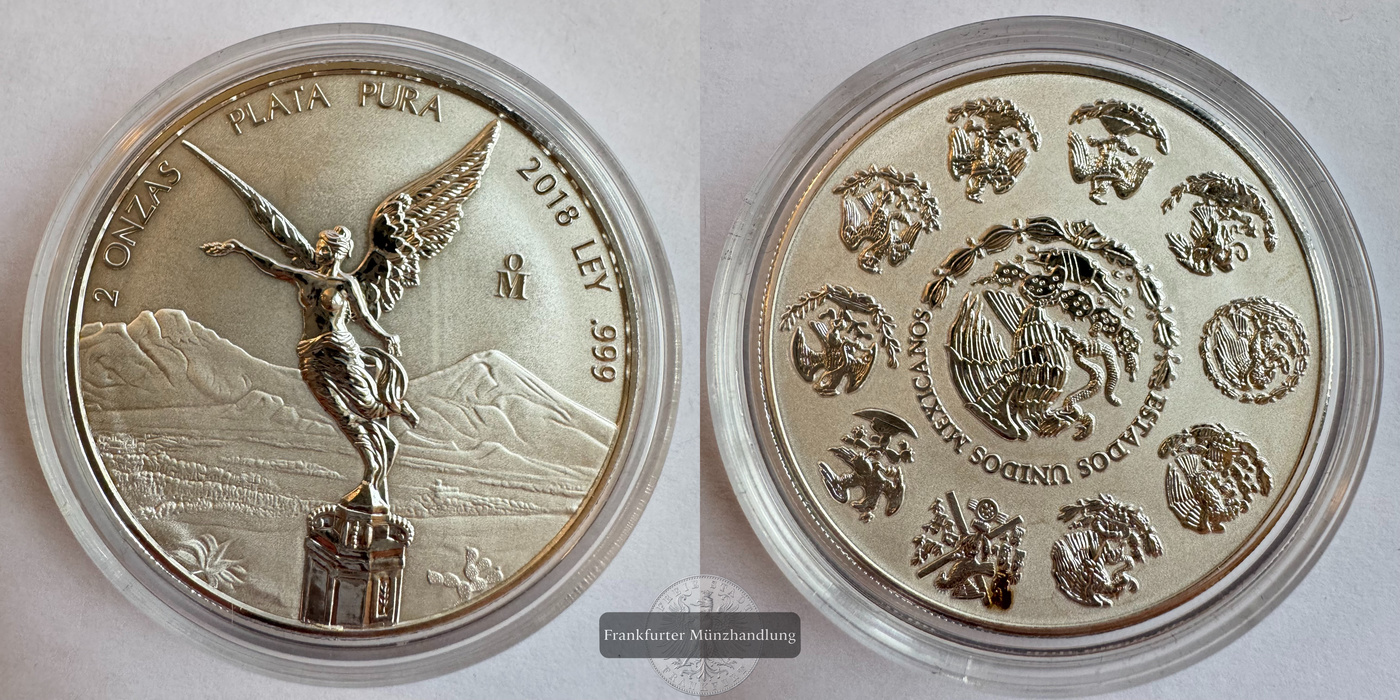 Mexiko / 2 Onzas Libertad 2018 (1996-2025) FM-Frankfurt KM#614 Feinsilber: 62,2g   