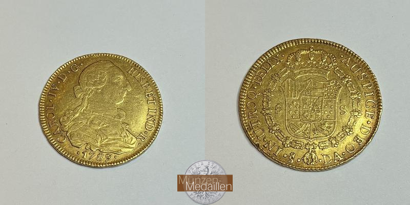  Chile 8 Escudos Charles IV (bust of Charles III) 1789 (1789-91) MM-Frankfurt Feingold: 24,39g   