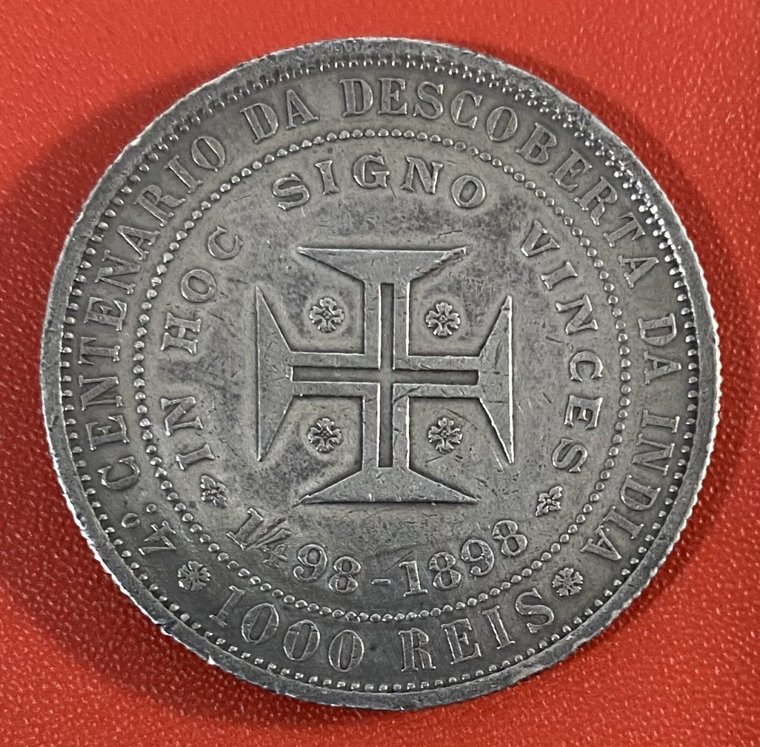  PORTUGAL - 1.000 RÉIS - 4.º CENTENÁRIO DESCOBERTA DA ÍNDIA - 1898 - SILVER   