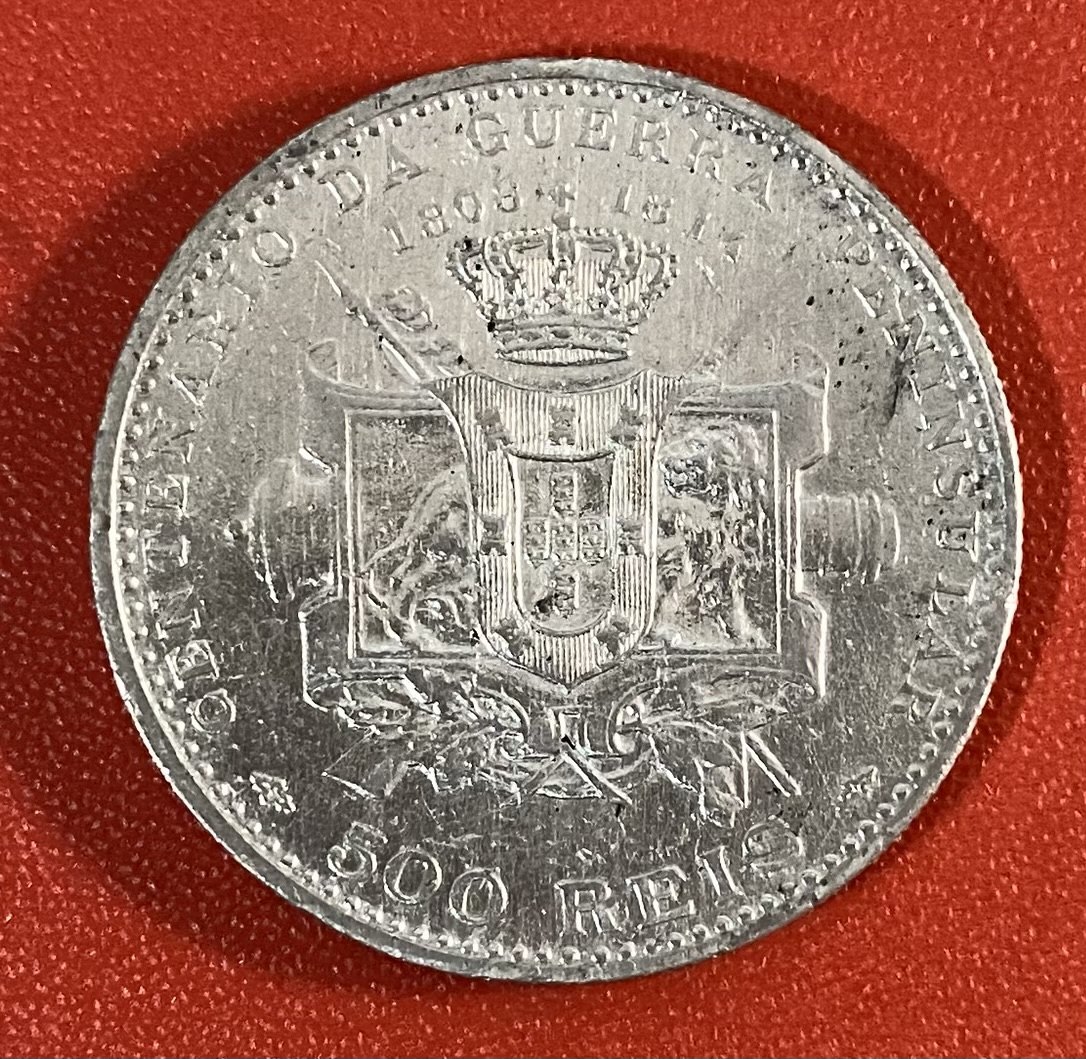  PORTUGAL - 500 RÉIS - 1910 - PENINSULAR WAR - SILVER - RARE   