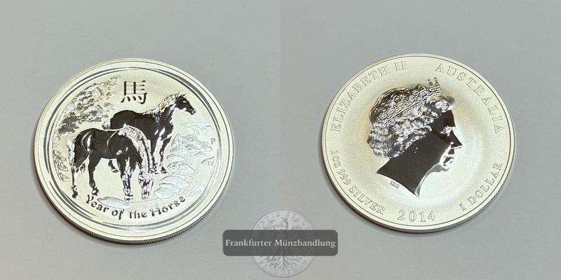  Australien 1 Dollar Jahr des Pferdes 2014 FM-Frankfurt KM#2111 Feinsilber: 31,1g   