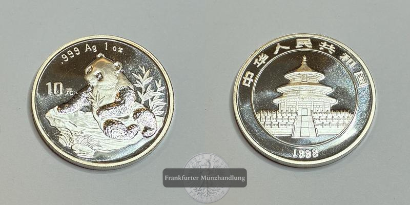  China  10 Yuan 1998  Panda   FM-Frankfurt  Feinsilber: 31,1g   