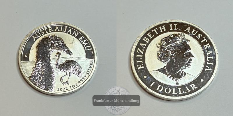  Australien 1 Dollar 2022 Emu  FM-Frankfurt  Feinsilber: 31,1g   