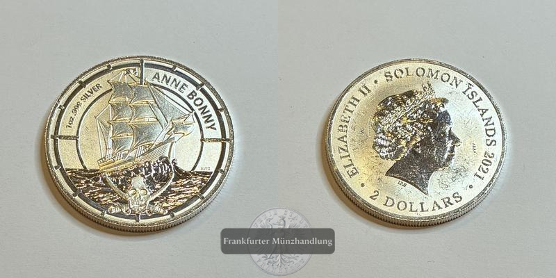  Solomon Island 2 Dollar 2021 Anne Bonny FM-Frankfurt Feinsilber: 31g   