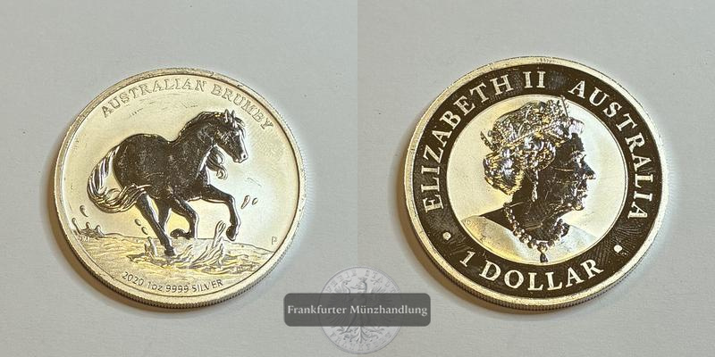  Australien 1 Dollar 2020 Australian Brumby FM-Frankfurt Feinsilber: 31,06g   