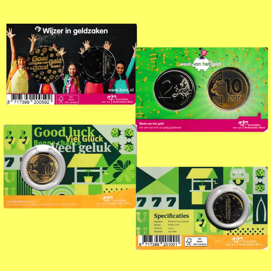  2 x Coincard NL *2€+ Medaille Geldwoche* + Coincard *Viel Glück mit mit 10C* 2021   