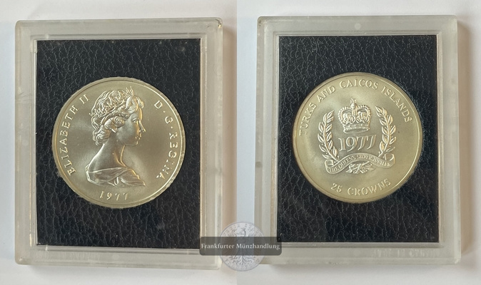  Turks- und Caicosinseln 25 Crowns 1977 FM-Frankfurt  Feinsilber: 43,75g   