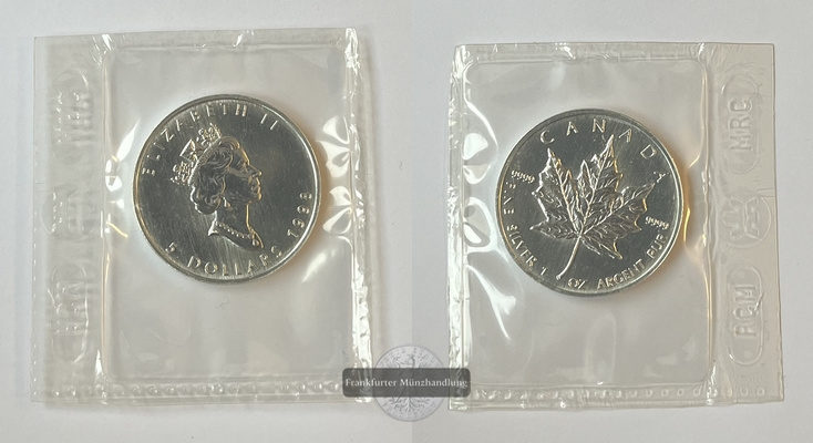  Kanada  5 Dollar  1998  Maple Leaf   FM-Frankfurt   Feinsilber: 31g   