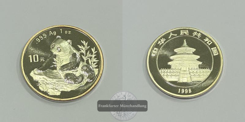  China  10 Yuan 1998  Panda   FM-Frankfurt  Feinsilber: 31,1g   
