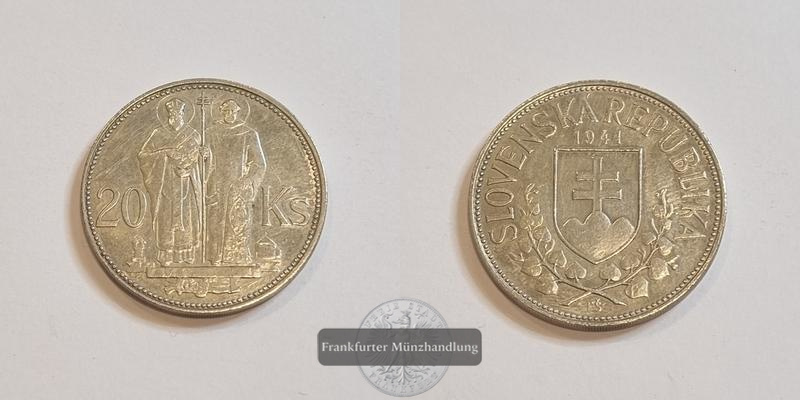  Slowakei 20 Kronen 1941  FM-Frankfurt  Feinsilber: 8,4g   