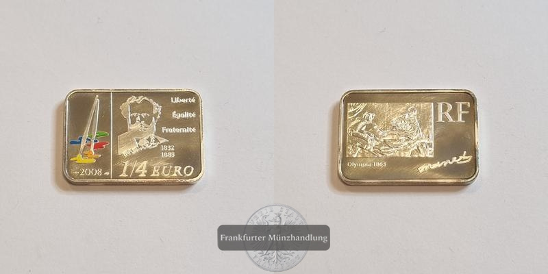  Frankreich 1/4 EURO 2008 Édouard Manet Olympia (1853) FM-Frankfurt Feinsilber: 13,5g   
