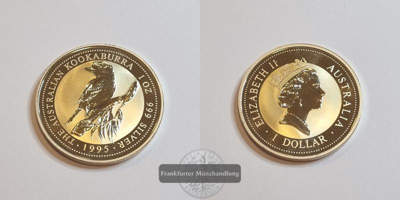  Australien 1 Dollar 1995 Kookaburra KM#289 FM-Frankfurt Feinsilber: 31,1g   