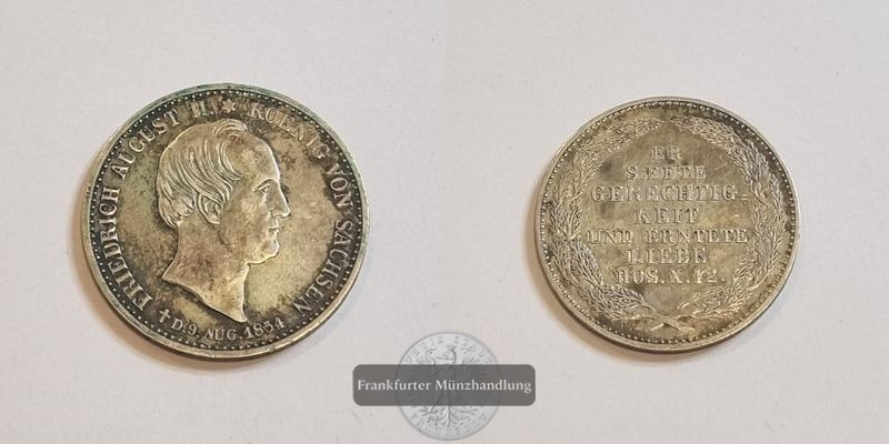 Deutschland Sachsen 1/3 Thaler 1854 FM-Frankfurt Feinsilber: 5,561g   