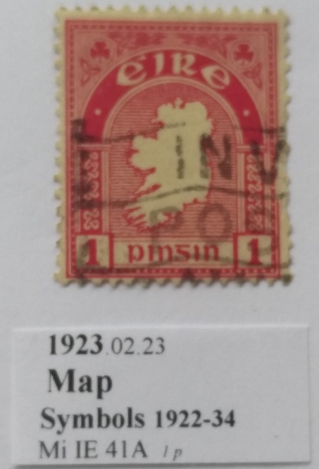  1923- Map - one of the first Irish stamps (Mi:IE 41A)   