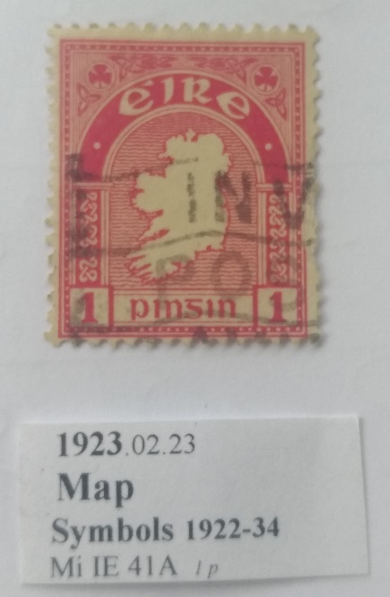  1923- Map - one of the first Irish stamps (Mi:IE 41A)   