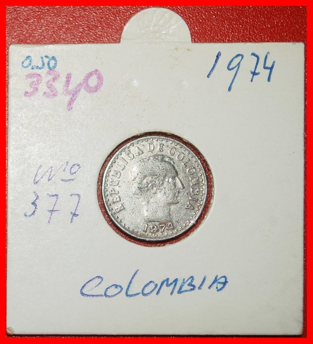  Ⰿ PORTRAIT 1969-1978:COLOMBIA★10 CENTAVOS 1974 DIES II A★SANTANDER (1792-1840)★LOW START ★NO RESERVE   