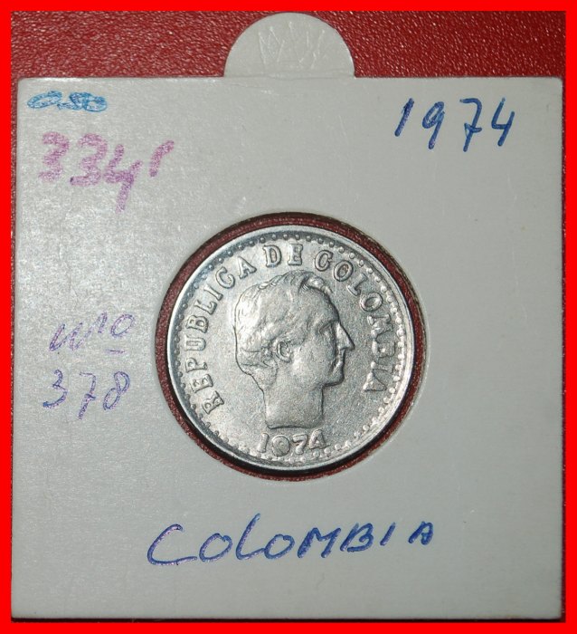  Ⰿ PORTRAIT (1969-1979): COLOMBIA ★ 20 CENTAVOS 1974! SANTANDER (1792-1840) ★LOW START ★NO RESERVE   