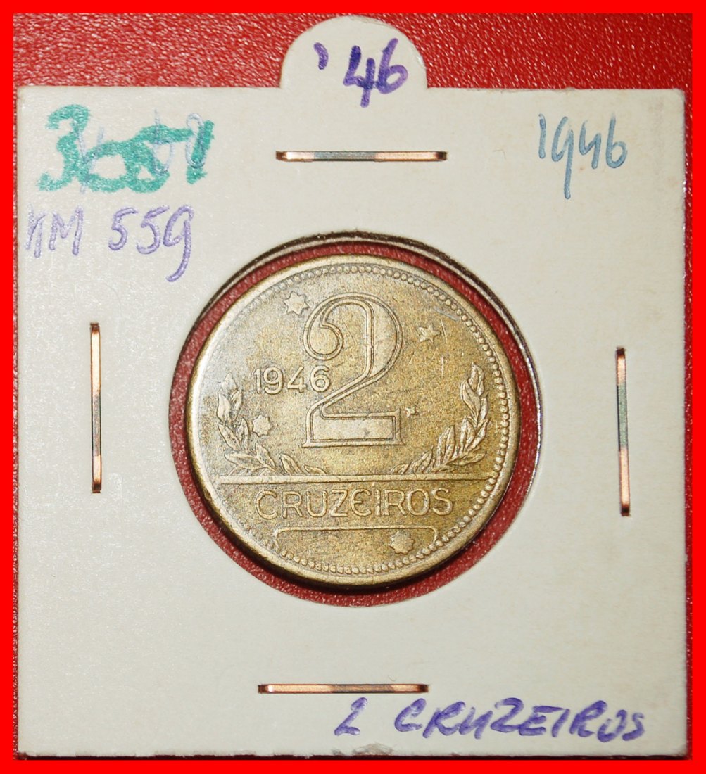 Ⰿ MAP and SOUTHERN CROSS 1942-1956:BRAZIL★2 CRUZEIROS 1945 WARTIME (1939-1945)★LOW START ★NO RESERVE   