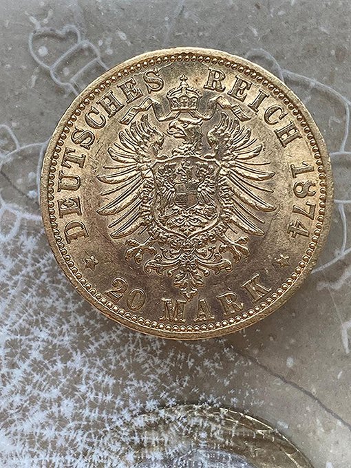  20 Mark Preussen 1874 C Frankfurt Wilhelm I Gold   