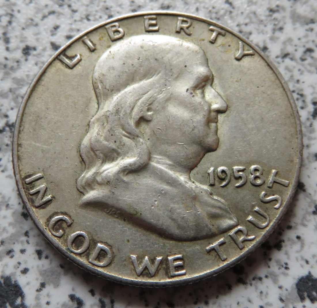 USA 1/2 Dollar 1958 D / Franklin half Dollar 1958 D   
