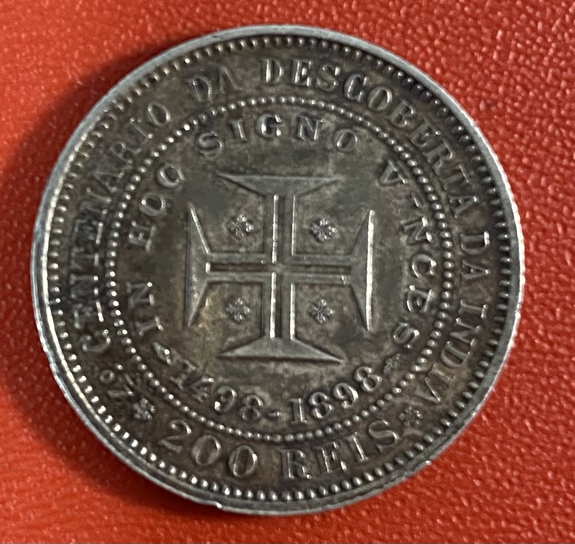  PORTUGAL - 200 RÉIS - 4.º CENTENÁRIO DESCOBERTA DA ÍNDIA - 1898 - SILVER   