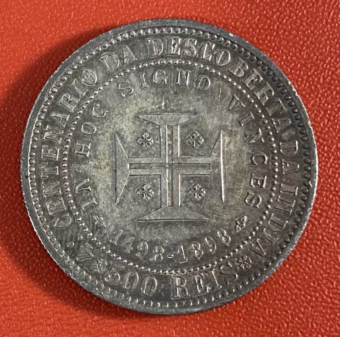  PORTUGAL - 500 RÉIS - 4.º CENTENÁRIO DESCOBERTA DA ÍNDIA - 1898 - SILVER   