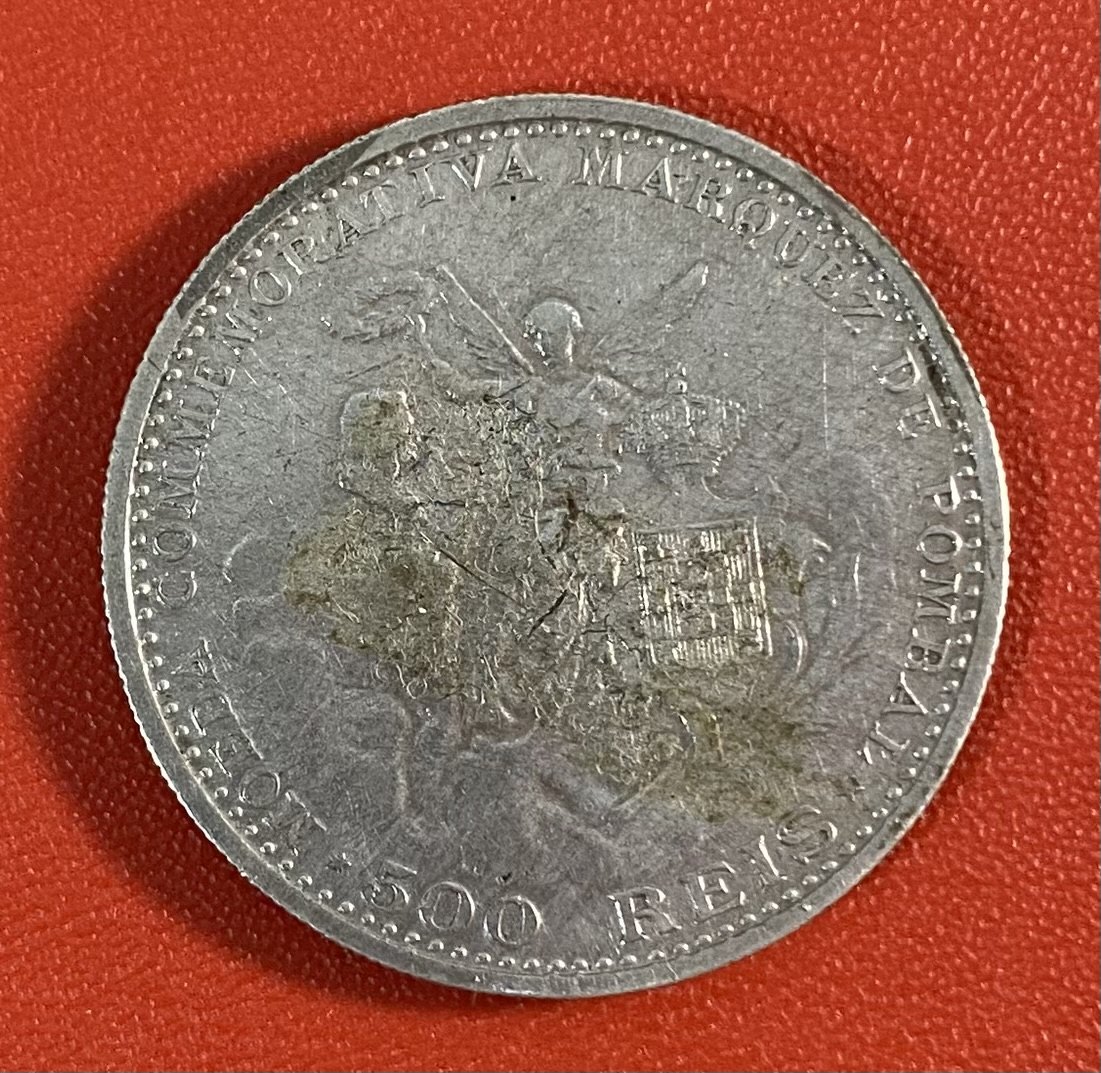  PORTUGAL - 500 RÉIS - 1910 - MARQUÊS DE POMBAL - SILVER - RARE   