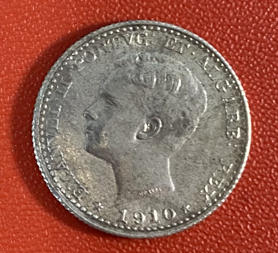  PORTUGAL - 100  REIS - 1910 - SILVER   