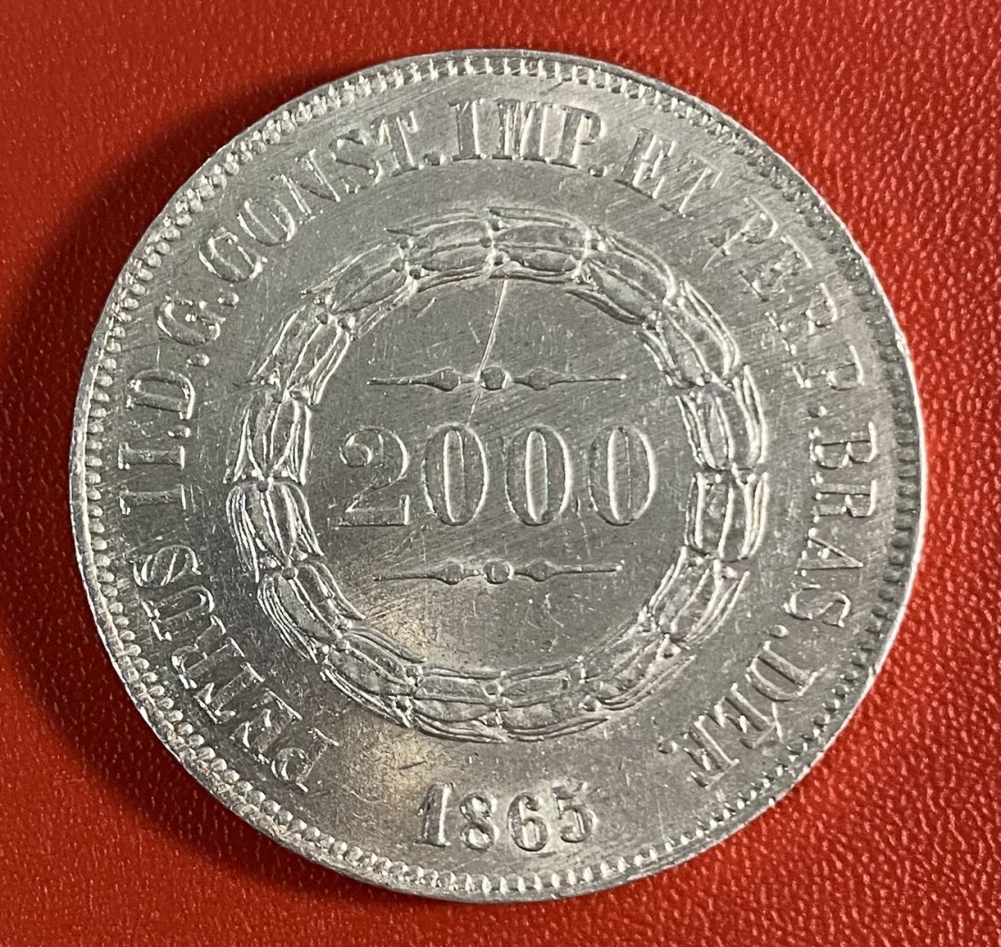  BRASIL - 2.000 REIS - 1865 - SILVER   