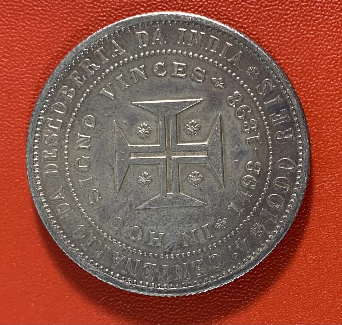  PORTUGAL - 1.000 RÉIS - 4.º CENTENÁRIO DESCOBERTA DA ÍNDIA - 1898 - SILVER   