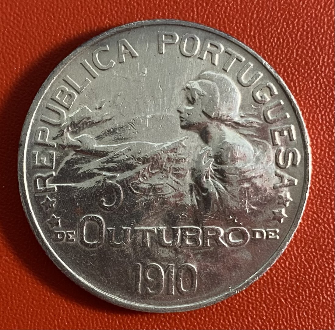  PORTUGAL  - 1 ESCUDO - 1910  - SILVER - RARE   