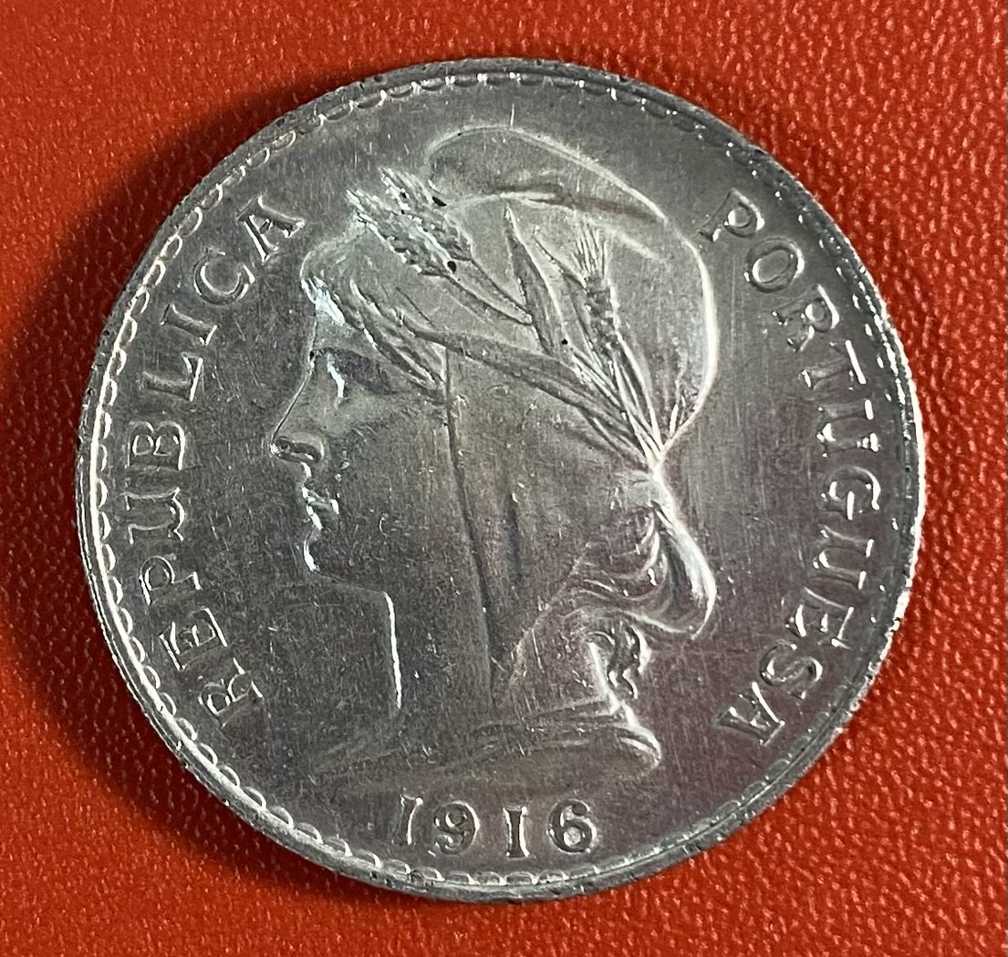  PORTUGAL  - 50 CENTAVOS - 1916  - SILVER - RARE   
