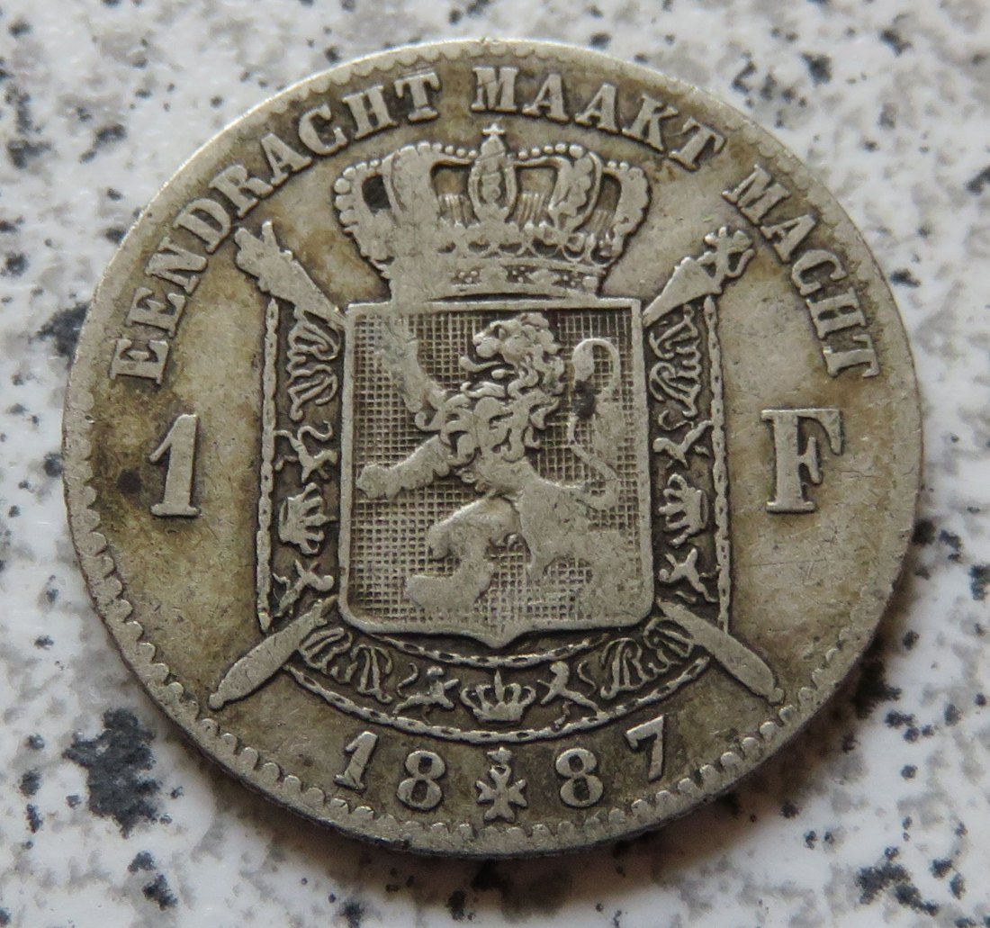  Belgien 1 Franc 1887, Belegstück   