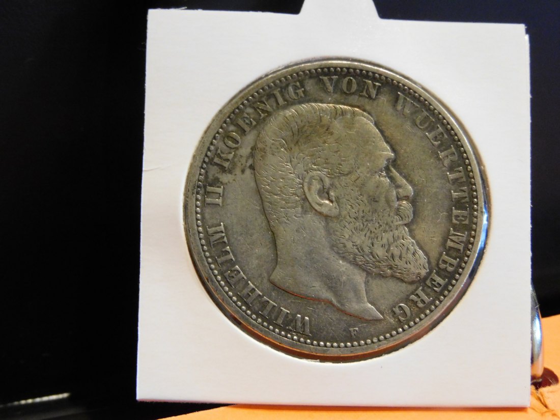  GERMANY 5 MARK 1895 WURTTEMBERG.GRADE-PLEASE SEE PHOTOS.   