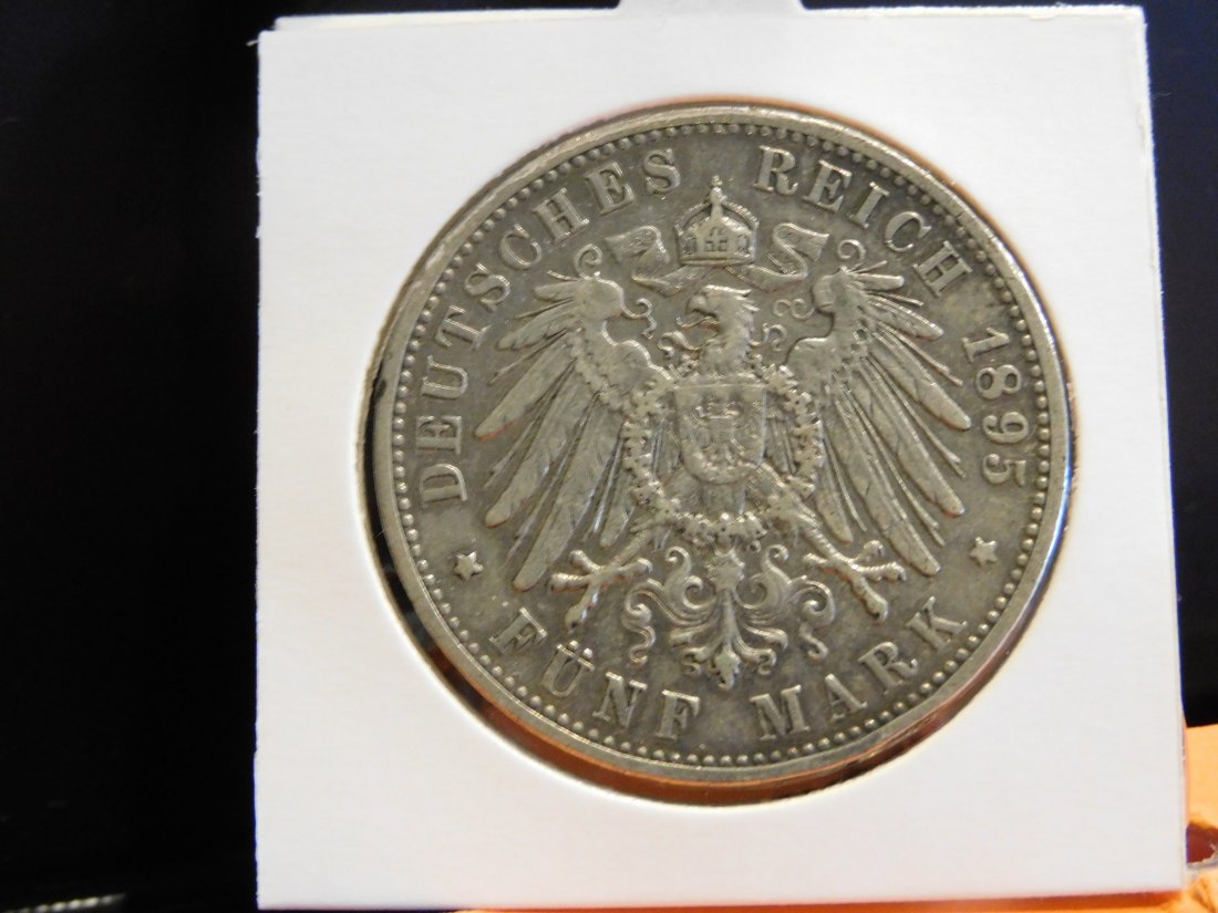  GERMANY 5 MARK 1895 WURTTEMBERG.GRADE-PLEASE SEE PHOTOS.   