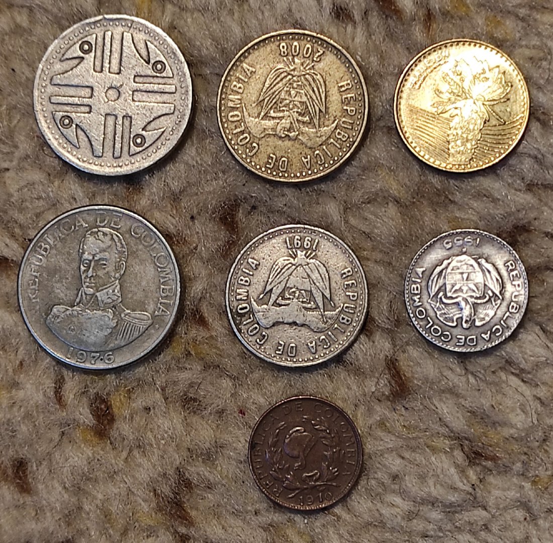  Set 278: Kolumbien 7 verschiedene Münzen   