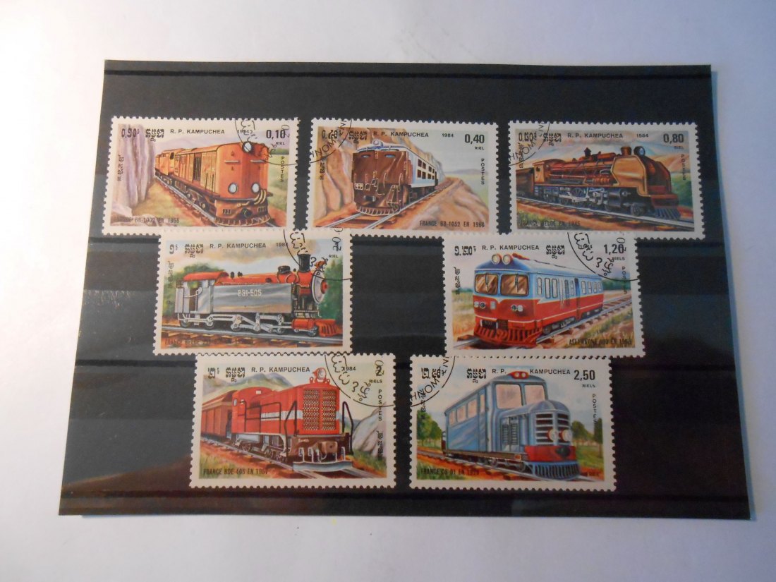  Briefmarken 28 Kambuchea (Kambodscha)  -Eisenbahnen-   