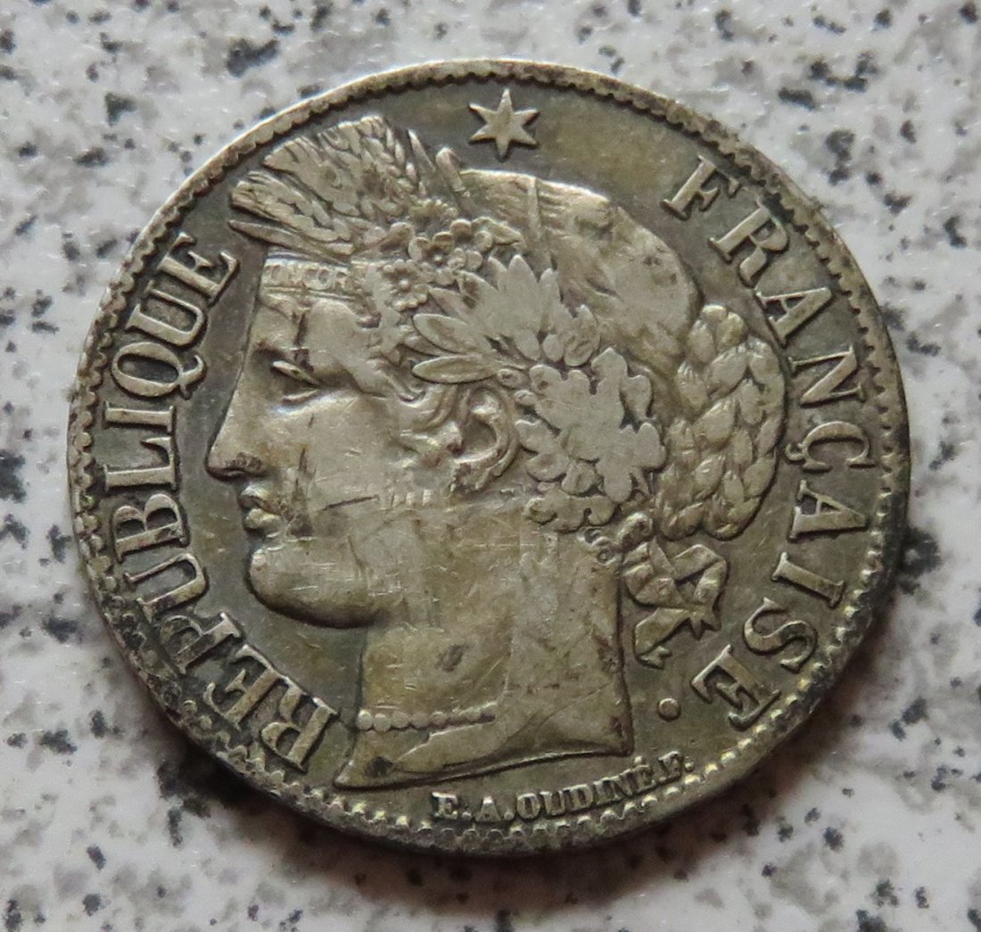  Frankreich 1 Franc 1871 A, Belegstück   