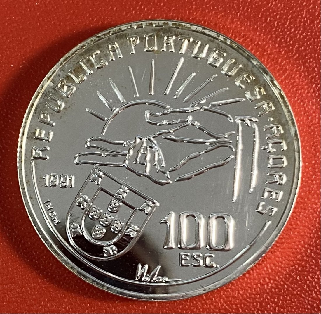  PORTUGAL  - 100 ESCUDOS - 1991 - 17,11 g FINE SILVER   