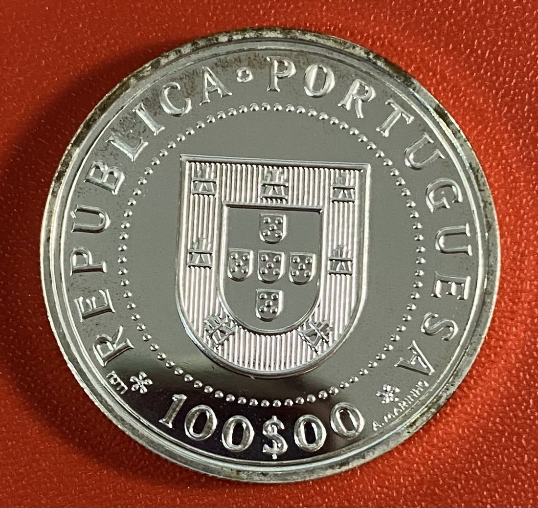  PORTUGAL  - 100 ESCUDOS - 1990 - 17,11 g FINE SILVER   