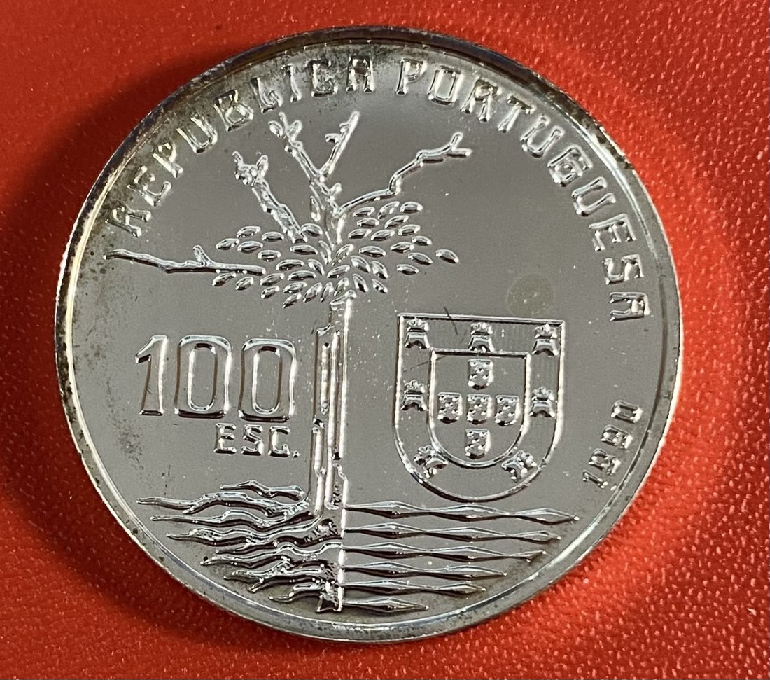 PORTUGAL  - 100 ESCUDOS - 1990 - 17,11 g FINE SILVER   