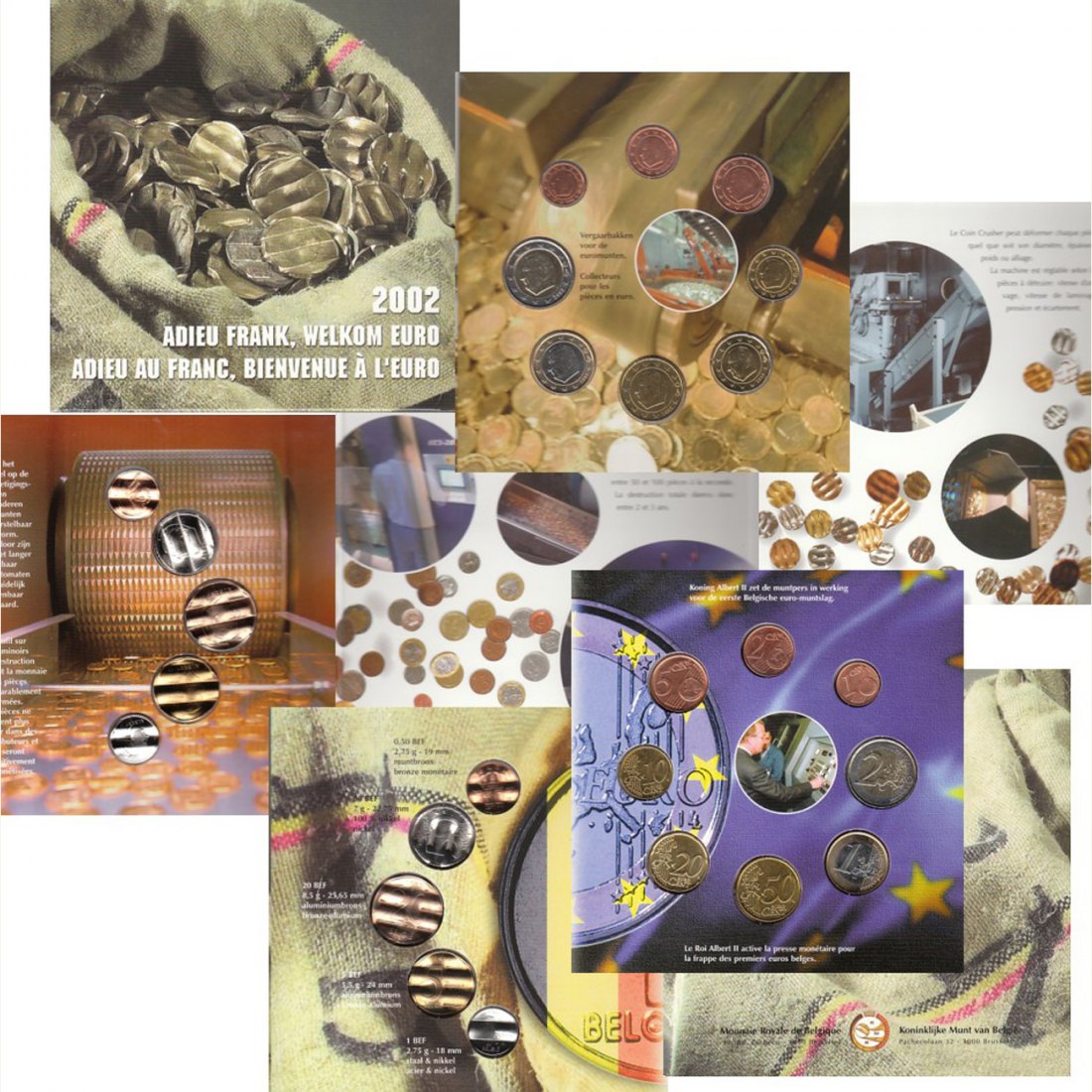  Sonder-KMS Belgien *Abschied vom Belgischen Franken* 2002 3M nur in offiz Foldern 20.000St!   