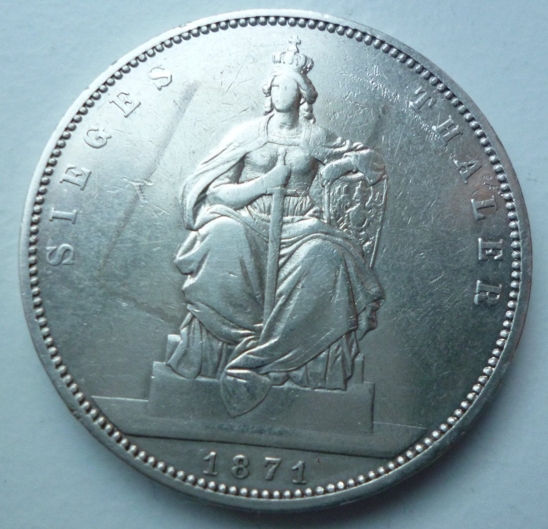  Preussen 1 Vereinstaler 1871 A Sieg über Frankreich Silber   