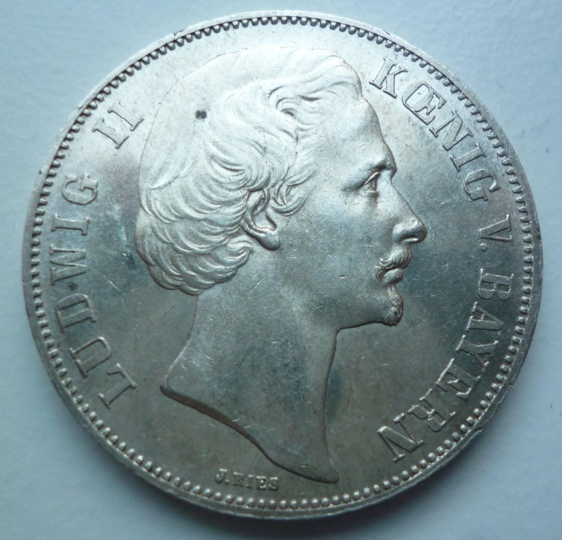  Bayern 1 Siegestaler 1871 Ludwig II. Friedensschluss zu Frankfurt a. M. Silber   